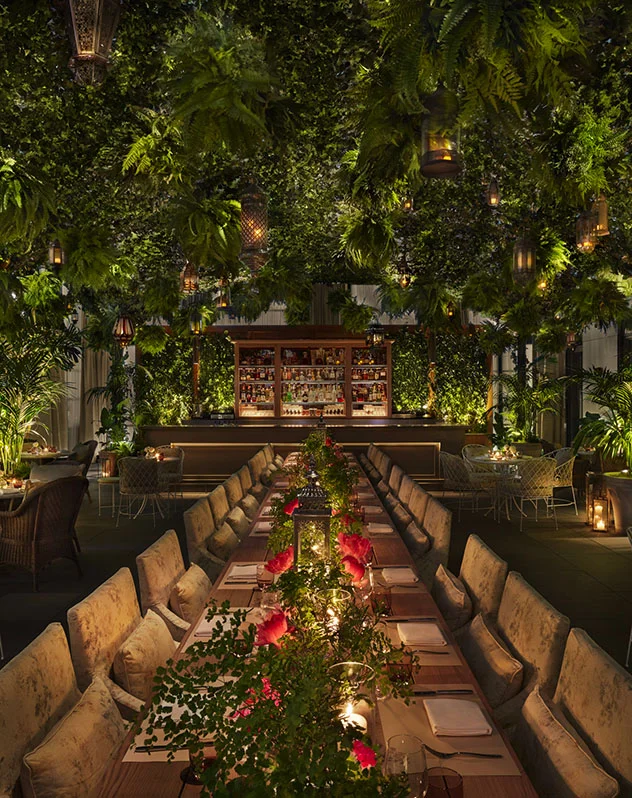 Interior garden dining at the Times Square EDITION
